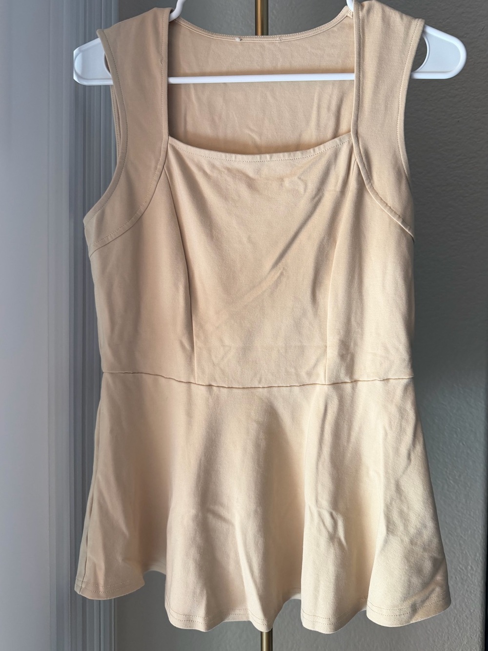 Cream Sleeveless Peplum Top, Size Medium